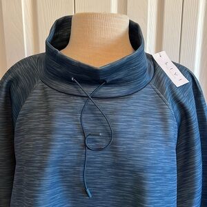 Lane Bryant LIVI Long Sleeve Blue Drawstring Cowl Neck Pullover Size 22/24